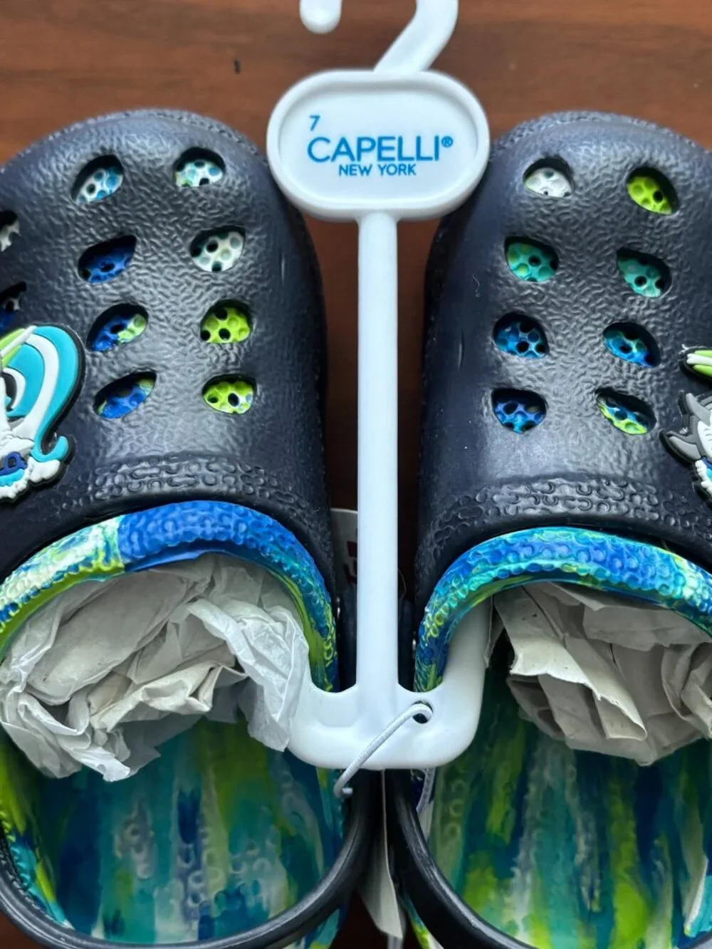 Capelli New York Kids Shark Clogs Water Shoes Navy Blue Size 5/6 NWT